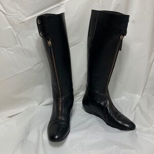 MIGLIORINI black Leather Made Italy Style 208200 Zip Over The Calf Boot size 6.5